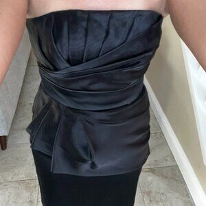 Black formal mini strapless dress